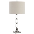 Bowery Hill 1-Light Contemporary Metal & Crystal Table Lamp in Nickel