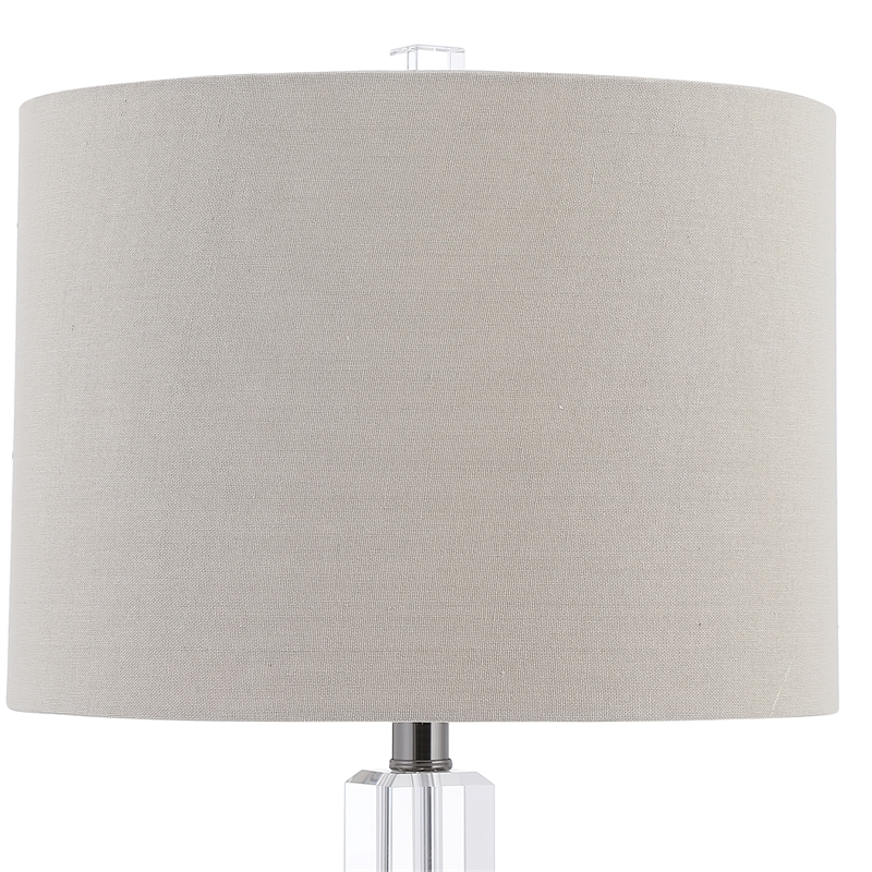 Bowery Hill 1-Light Contemporary Metal & Crystal Table Lamp in Nickel