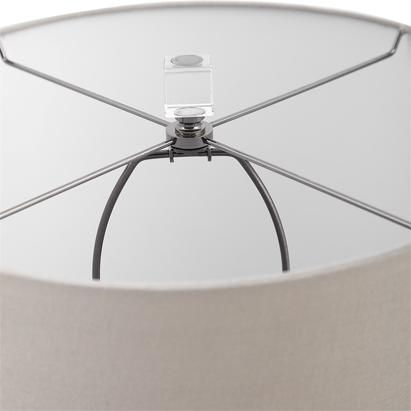 Bowery Hill 1-Light Contemporary Metal & Crystal Table Lamp in Nickel