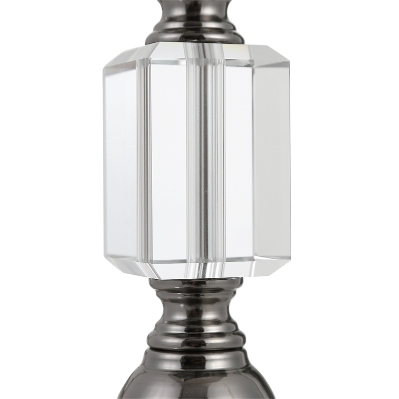 Bowery Hill 1-Light Contemporary Metal & Crystal Table Lamp in Nickel