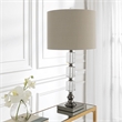 Bowery Hill 1-Light Contemporary Metal & Crystal Table Lamp in Nickel