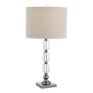 Bowery Hill 1-Light Contemporary Metal & Crystal Table Lamp in Nickel