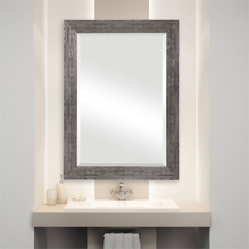 Bowery Hill Contemporary PS Moulding Plastic and MDF Mirror in Silver