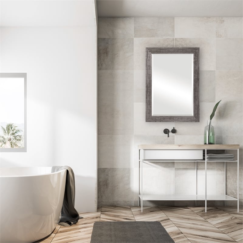 Bowery Hill Contemporary PS Moulding Plastic and MDF Mirror in Silver