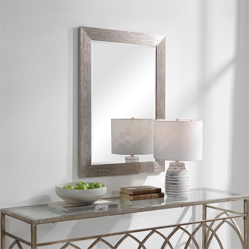Bowery Hill Contemporary PS Moulding Plastic and MDF Mirror in Silver