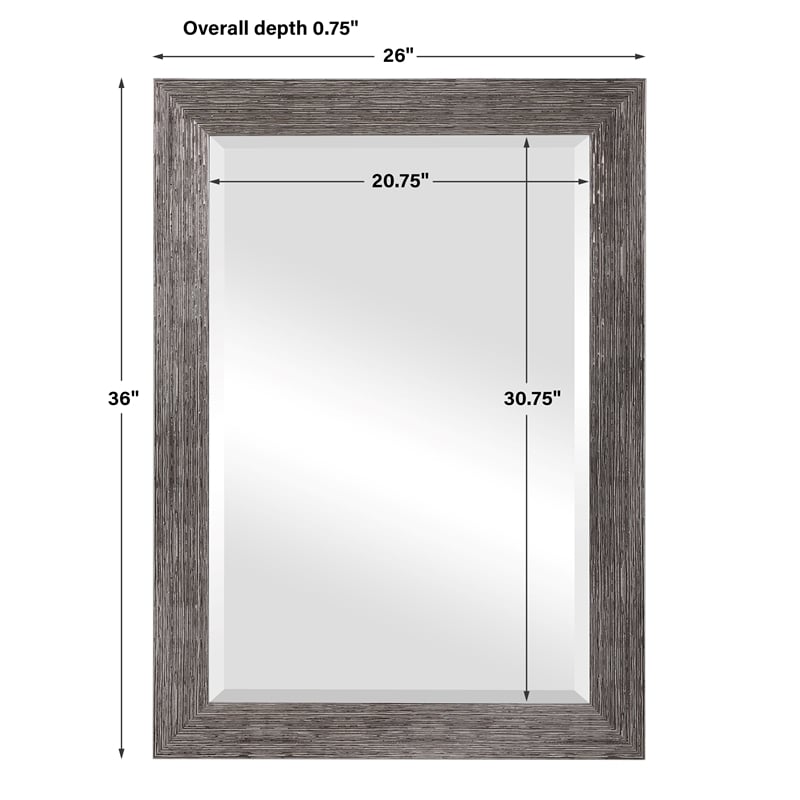 Bowery Hill Contemporary PS Moulding Plastic and MDF Mirror in Silver