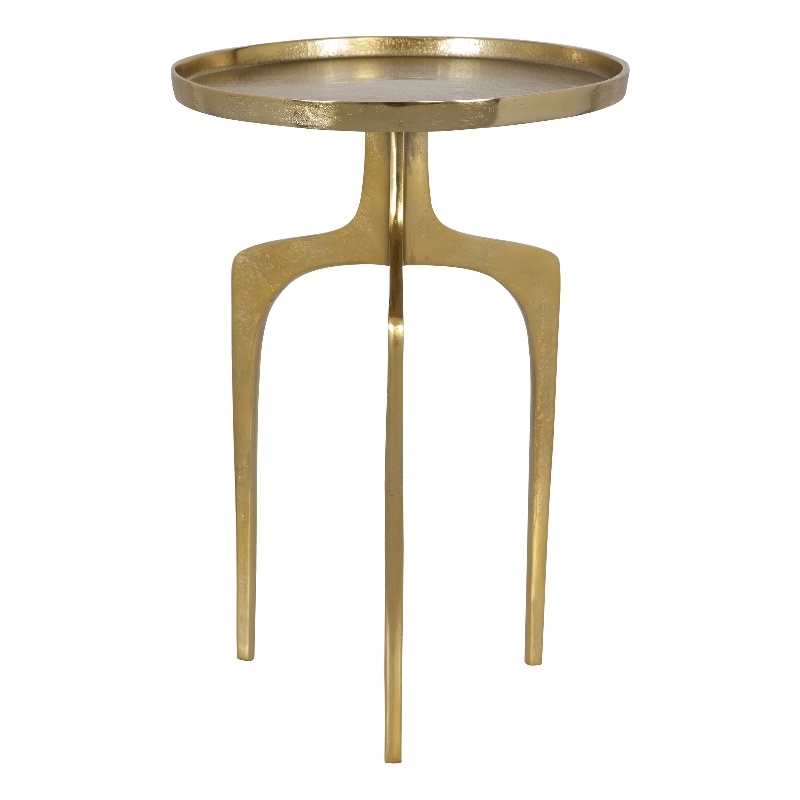Bowery Hill Contemporary Aluminum Accent Table with Round Top in Gold