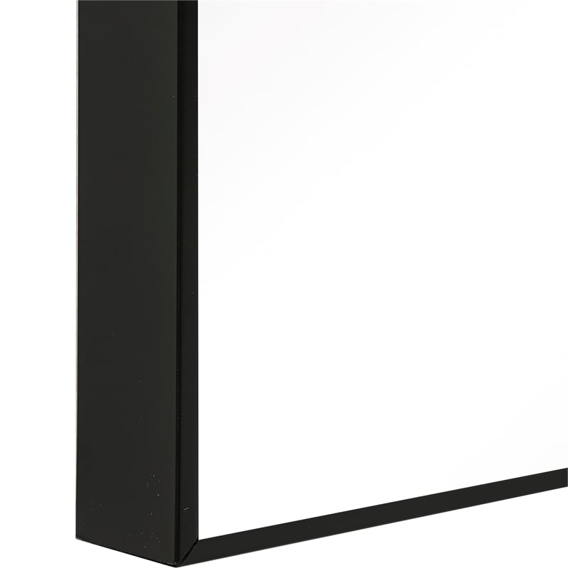 Bowery Hill Contemporary Polystyrene Plastic and Paper Mirror in Black
