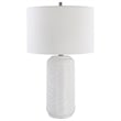 Bowery Hill 1-Light Coastal Ceramic Table Lamp in White/Brushed Nickel