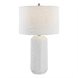 Bowery Hill 1-Light Coastal Ceramic Table Lamp in White/Brushed Nickel