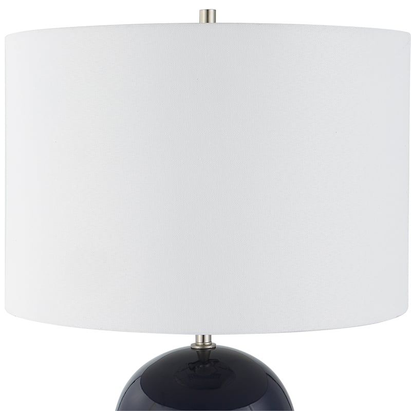 Bowery Hill 1-Light Coastal Ceramic and Fabric Table Lamp in Navy Blue