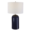 Bowery Hill 1-Light Coastal Ceramic and Fabric Table Lamp in Navy Blue