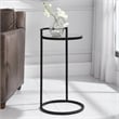 Bowery Hill Contemporary Metal Accent Table with Mirrored Top in Black
