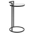 Bowery Hill Contemporary Metal Accent Table with Mirrored Top in Black