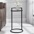 Bowery Hill Contemporary Metal Accent Table with Mirrored Top in Black