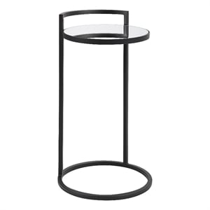 Bowery Hill Contemporary Metal Accent Table with Mirrored Top in Black