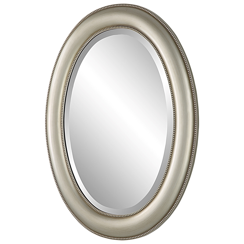 Bowery Hill Oval Farmhouse Polystyrene Plastic and MDF Mirror in Silver