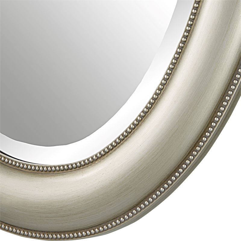 Bowery Hill Oval Farmhouse Polystyrene Plastic and MDF Mirror in Silver