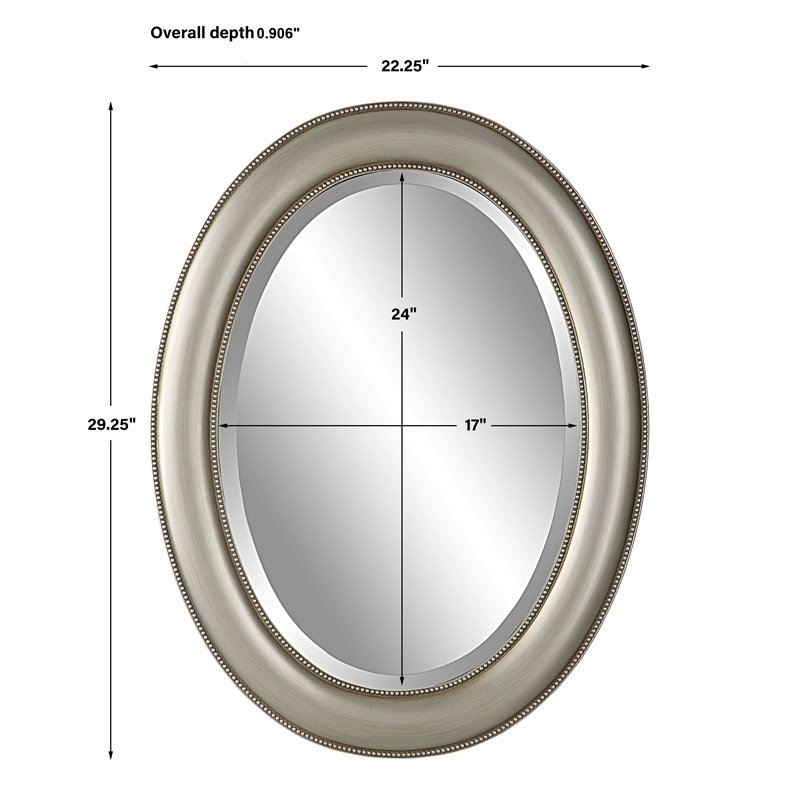 Bowery Hill Oval Farmhouse Polystyrene Plastic and MDF Mirror in Silver