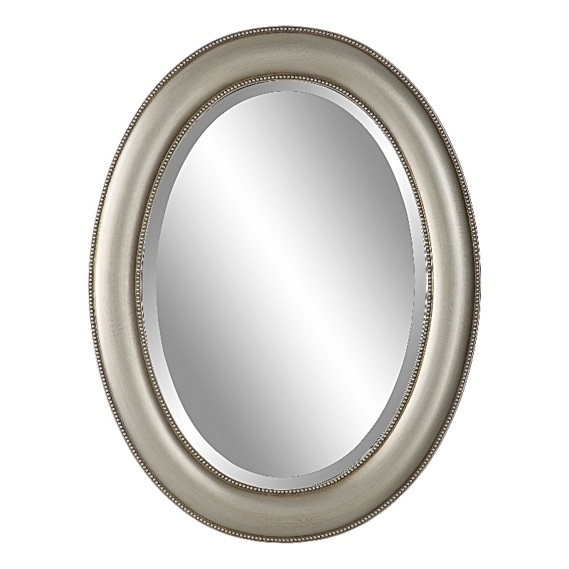 Bowery Hill Oval Farmhouse Polystyrene Plastic and MDF Mirror in Silver