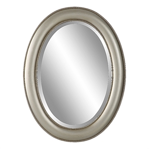 Bowery Hill Oval Farmhouse Polystyrene Plastic and MDF Mirror in Silver