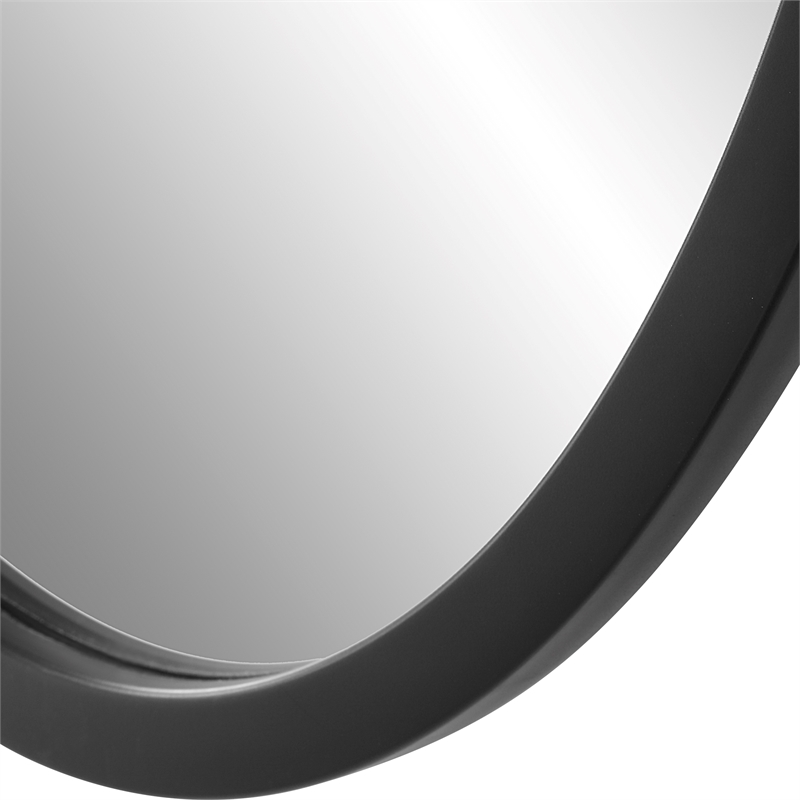 Bowery Hill Contemporary Rubber Plastic and Metal Mirror in Matte Black