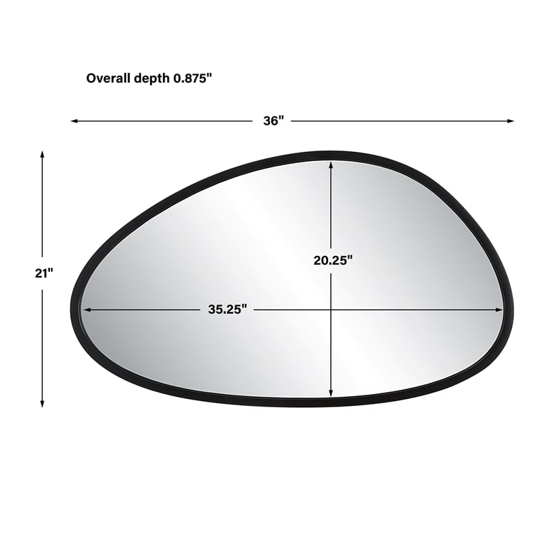 Bowery Hill Contemporary Rubber Plastic and Metal Mirror in Matte Black