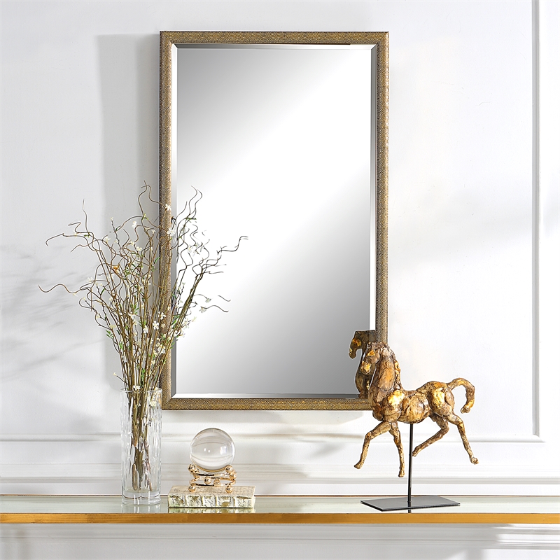 Bowery Hill Contemporary PS Moulding Plastic and MDF Mirror in Gold/Brown