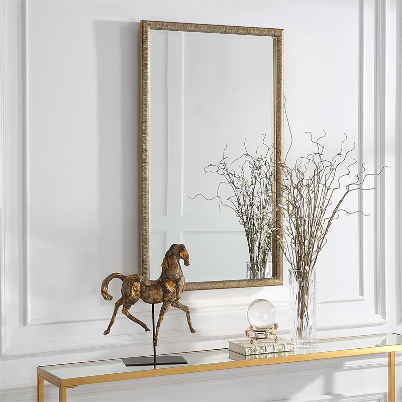 Bowery Hill Contemporary PS Moulding Plastic and MDF Mirror in Gold/Brown
