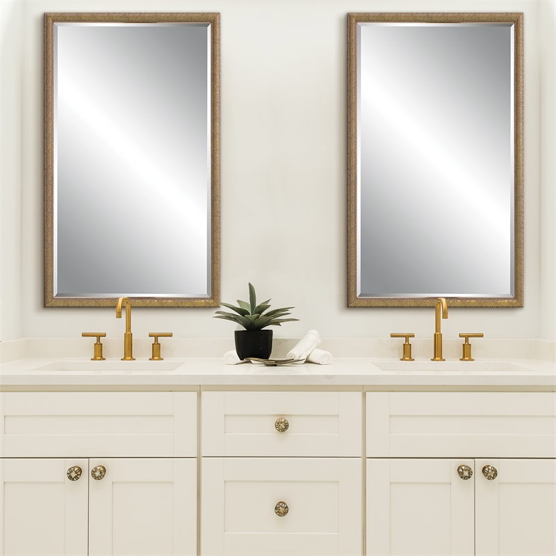 Bowery Hill Contemporary PS Moulding Plastic and MDF Mirror in Gold/Brown