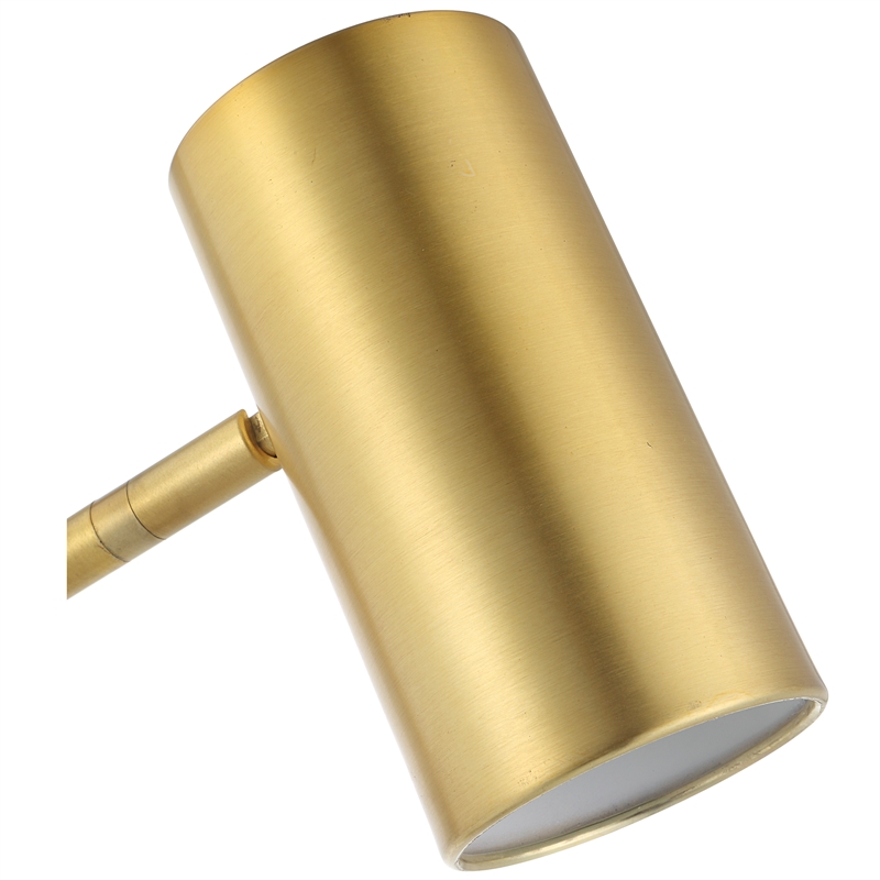 Bowery Hill 1-Light Coastal Metal Desk Lamp with Cylinder Shade in Brushed Gold