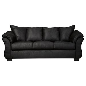 Bowery Hill Contemporary 37&quotH x 89&quotW x 38&quotD Fabric Upholstered Sofa in Black