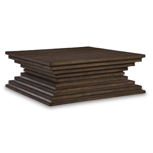 Bowery Hill Contemporary 48&quotW x 48&quotD x 18&quotH Wood Warm Brown Coffee Table
