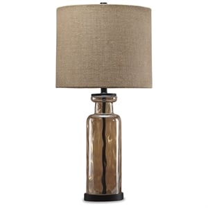 Bowery Hill Contemporary 28.75&quotH x 13&quotW x 13&quotD Glass Table Lamp in Champagne