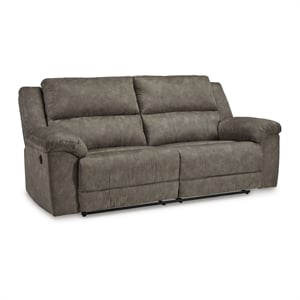Bowery Hill Contemporary 92&quotW x 42&quotD x 43&quotH Faux Leather Gray Reclining Sofa