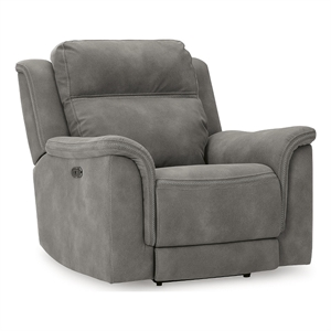 Bowery Hill Contemporary 42&quotW x 42&quotD x 42&quotH Faux Leather Slate Power Recliner