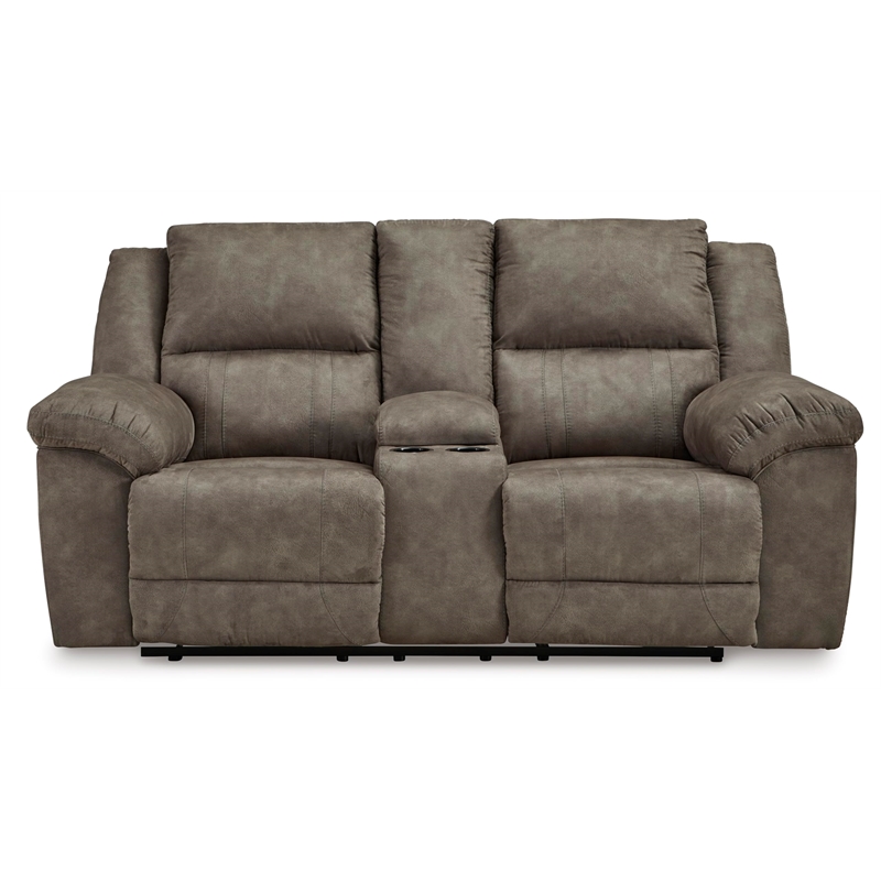 Bowery Hill Contemporary Faux Leather Gray Reclining Loveseat