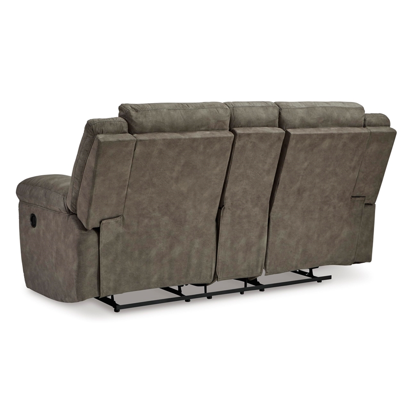 Bowery Hill Contemporary Faux Leather Gray Reclining Loveseat