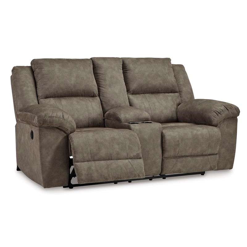 Bowery Hill Contemporary Faux Leather Gray Reclining Loveseat