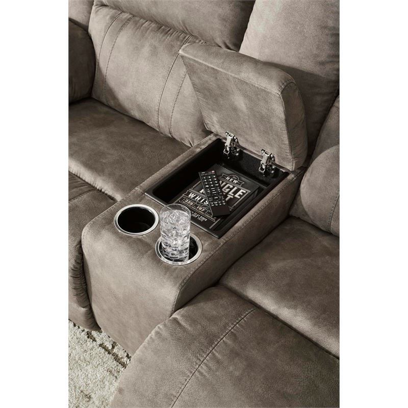 Bowery Hill Contemporary Faux Leather Gray Reclining Loveseat