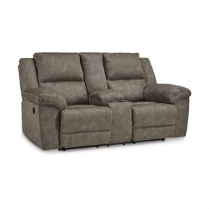 Bowery Hill Contemporary Faux Leather Gray Reclining Loveseat