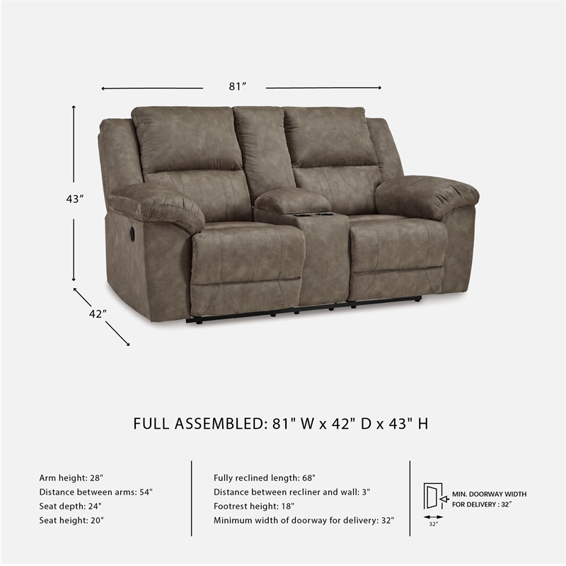 Bowery Hill Contemporary Faux Leather Gray Reclining Loveseat