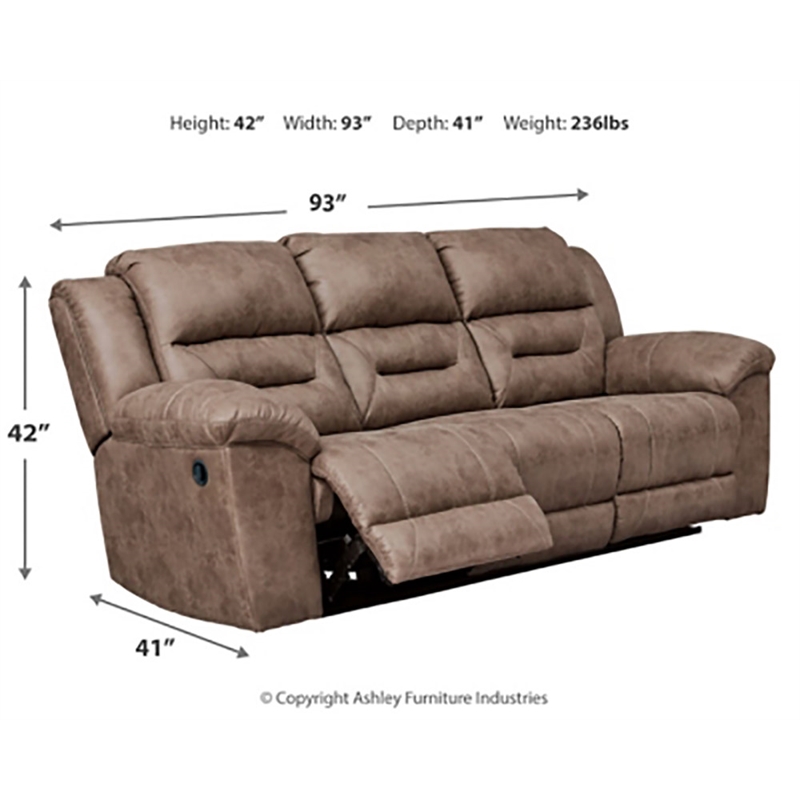 Bowery Hill Contemporary Fabric Reclining Sofa in Light Brown