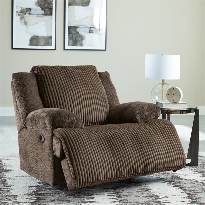 Bowery Hill Contemporary Polyester Top Tier Chocolate Recliner