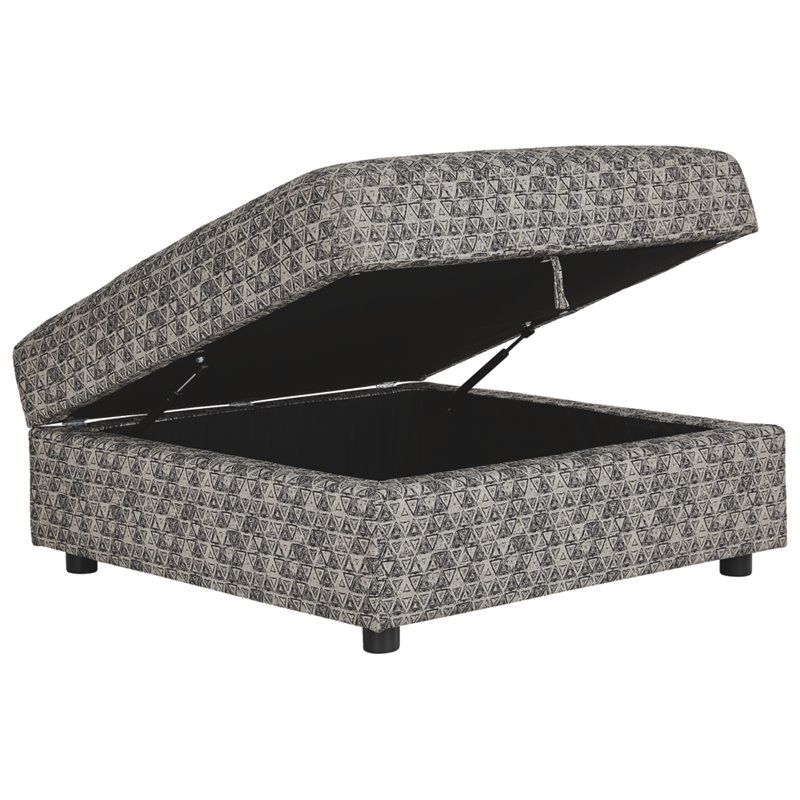 Bowery Hill Contemporary Fabric Ottoman with Storage in Bisque