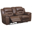 Bowery Hill Contemporary Fabric Reclining Loveseat in Chocolate