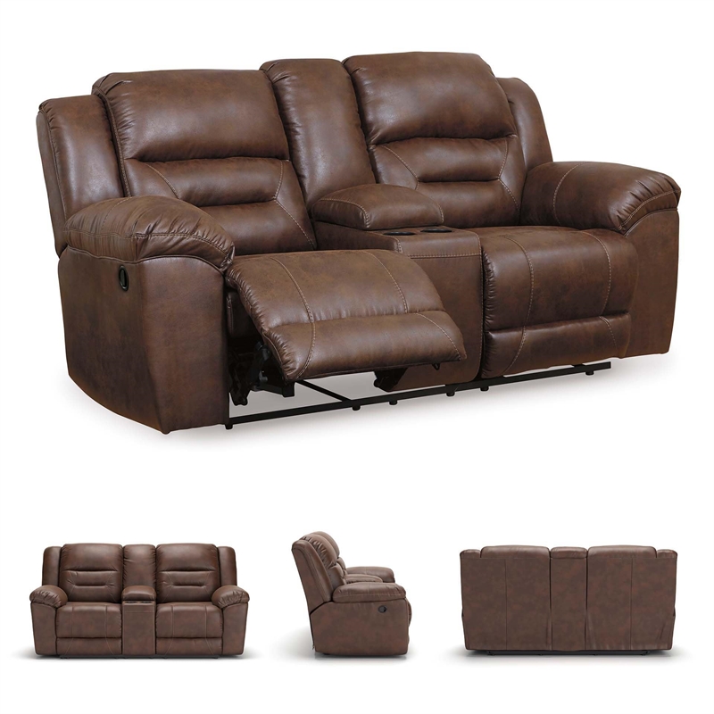 Bowery Hill Contemporary Fabric Reclining Loveseat in Chocolate