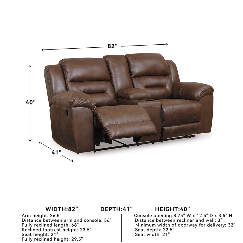 Bowery Hill Contemporary Fabric Reclining Loveseat in Chocolate