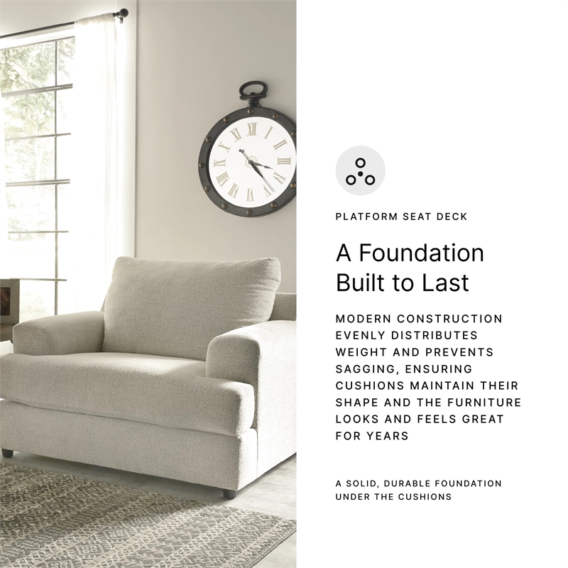 Bowery Hill Contemporary Fabric Oversized Accent Chair in Stone