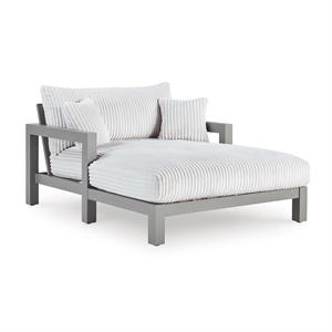 Bowery Hill Contemporary Polyester Gray Chaise Lounge with Cushion
